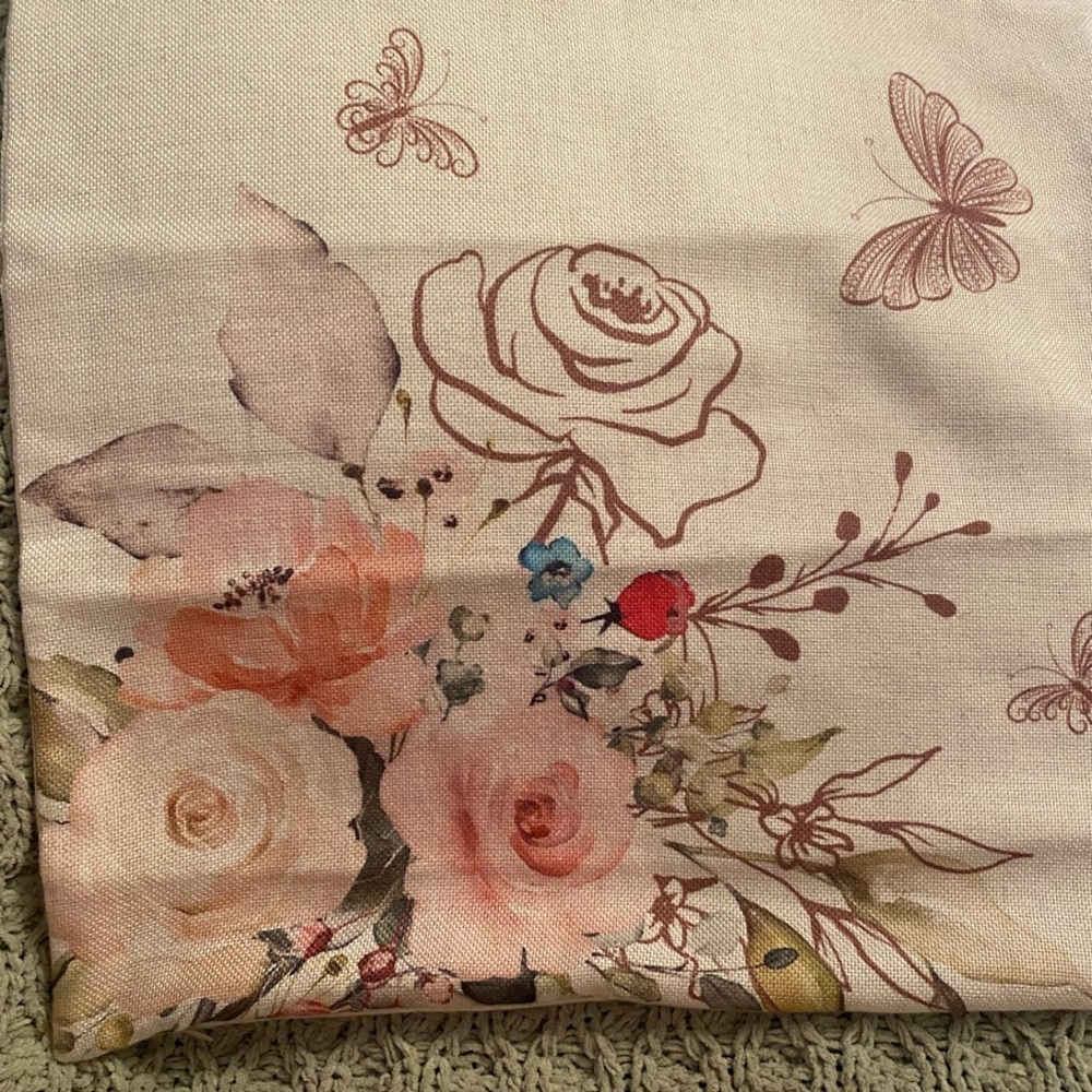 Floral Accent Pillow with Butterflies
